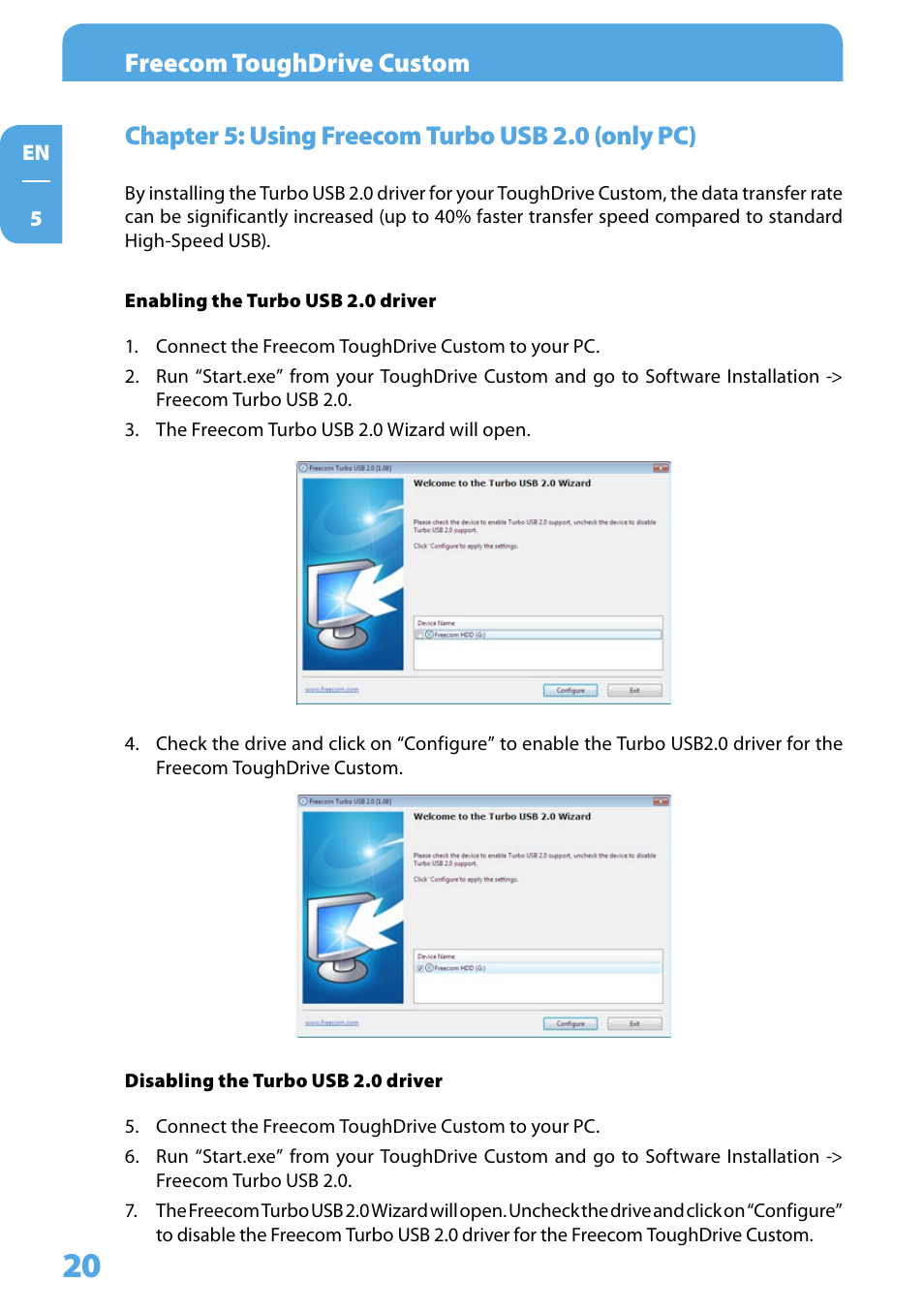 Chapter 5: using freecom turbo usb 2.0 (only pc) | Freecom Tough Drive Custom User Manual | Page 20 / 30