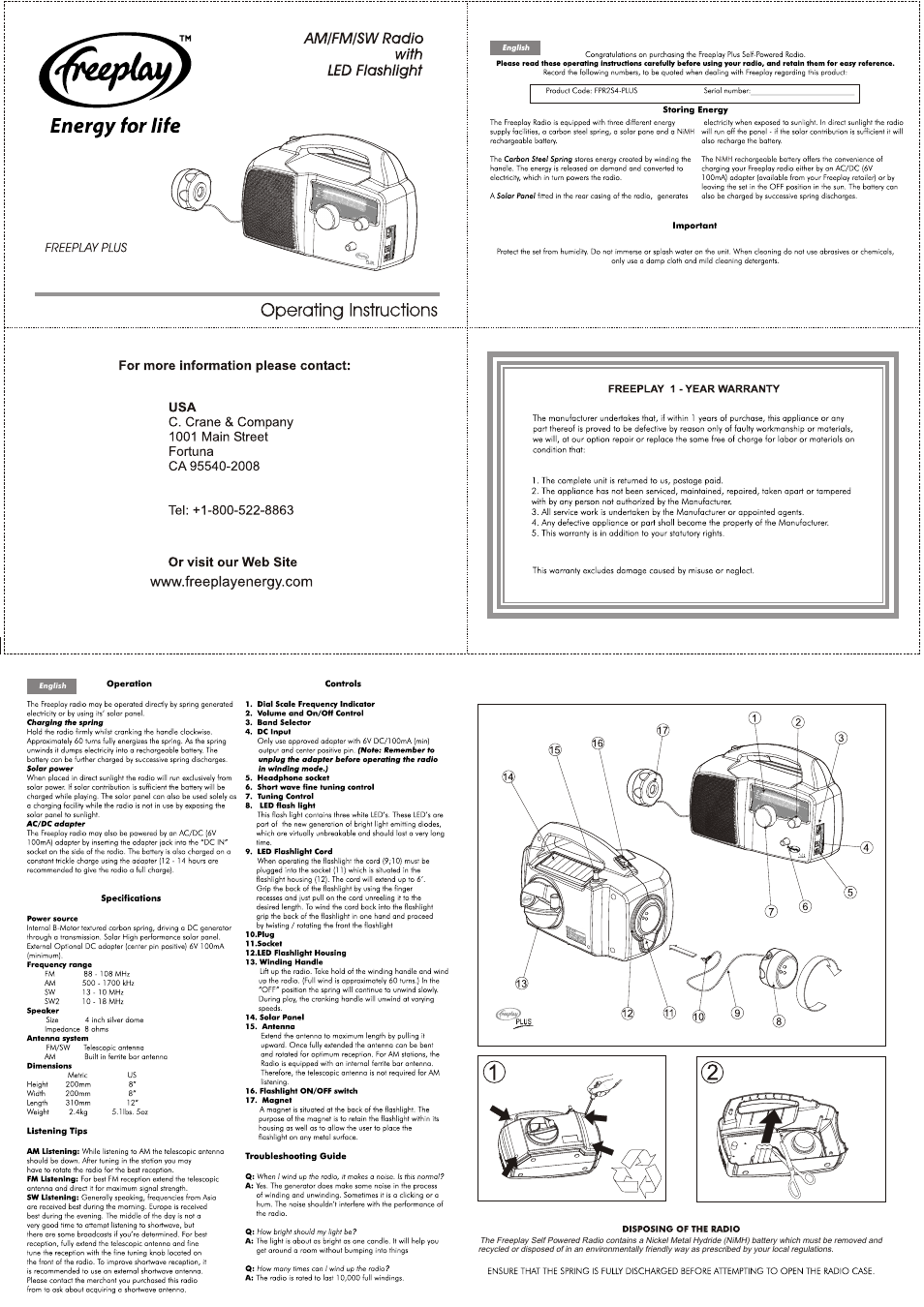 Freeplay Energy Plus User Manual | 1 page
