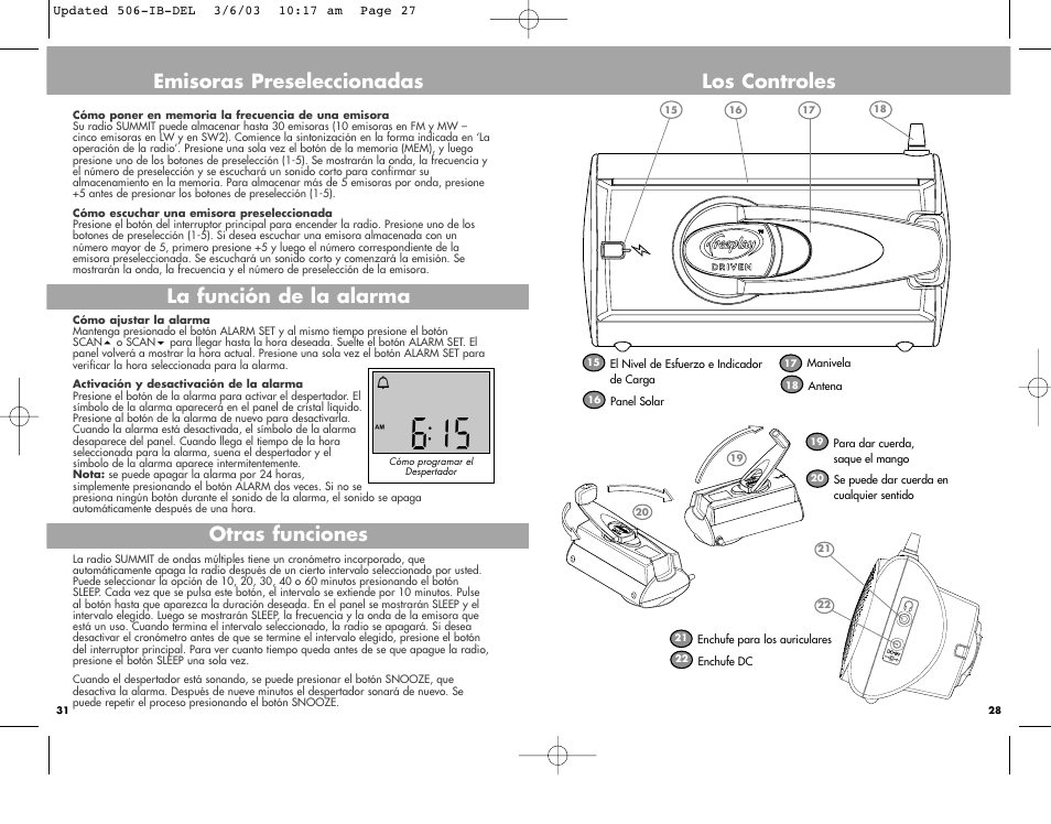 Los controles | Freeplay Energy Summit User Manual | Page 27 / 30