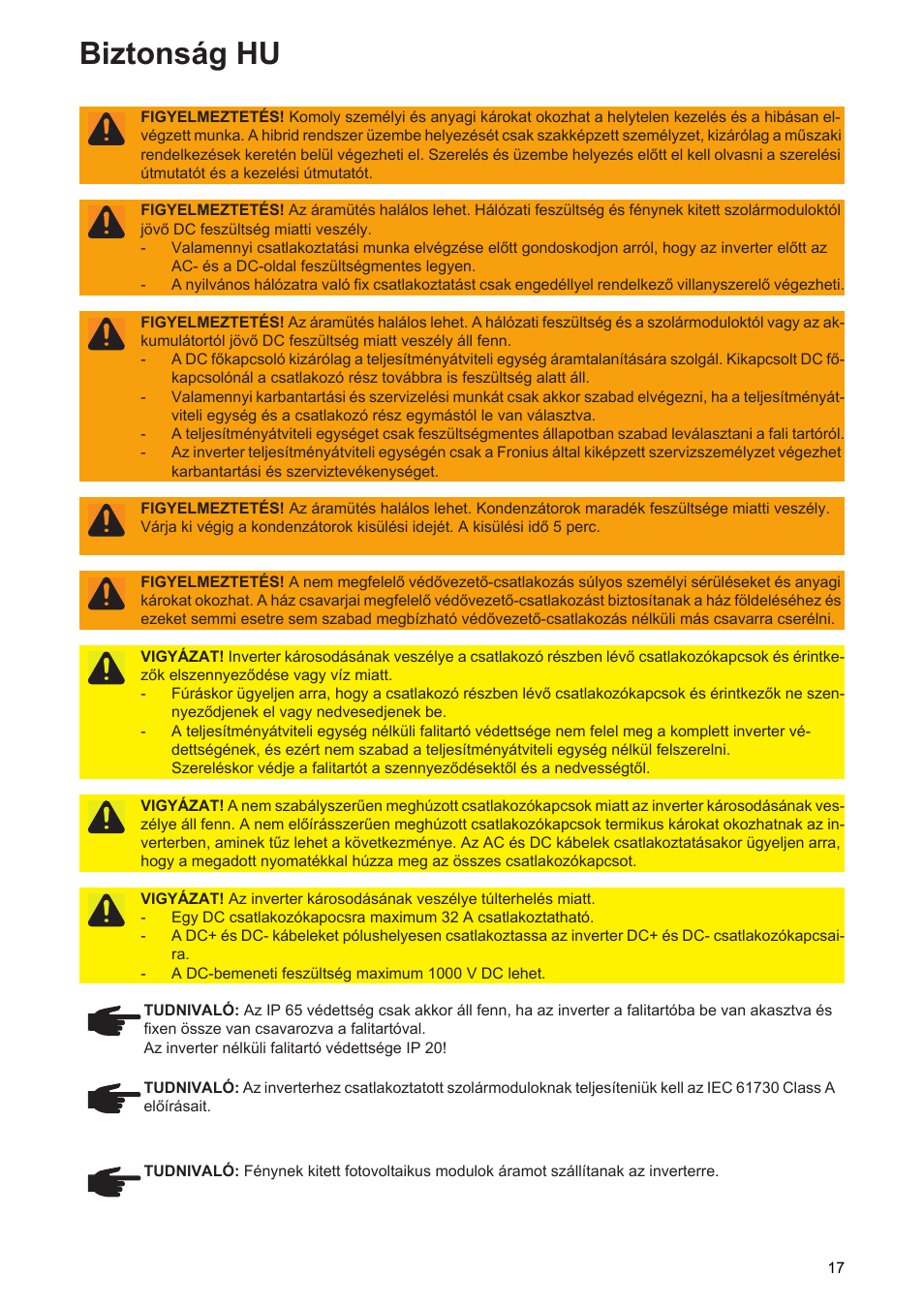 Biztonság hu | Fronius Symo Hybrid User Manual | Page 19 / 52