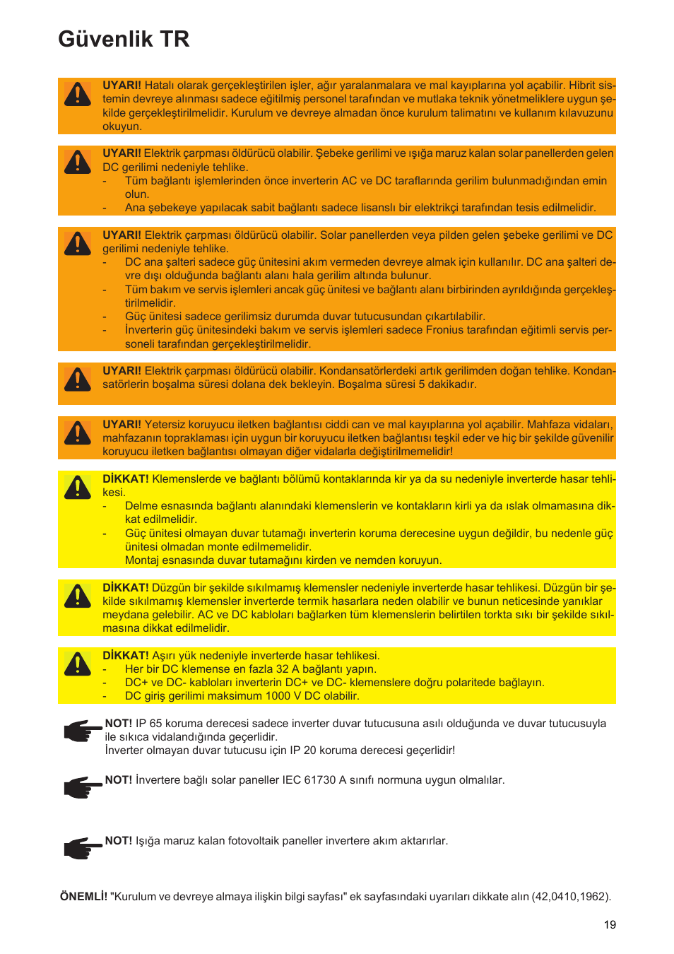 Güvenlik tr | Fronius Symo Hybrid User Manual | Page 21 / 52