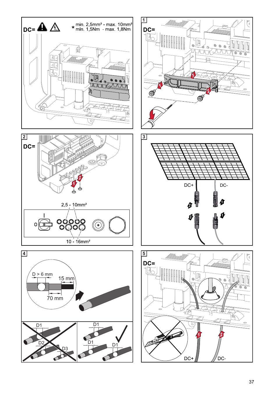 15 mm 70 mm | Fronius Symo Hybrid User Manual | Page 39 / 52