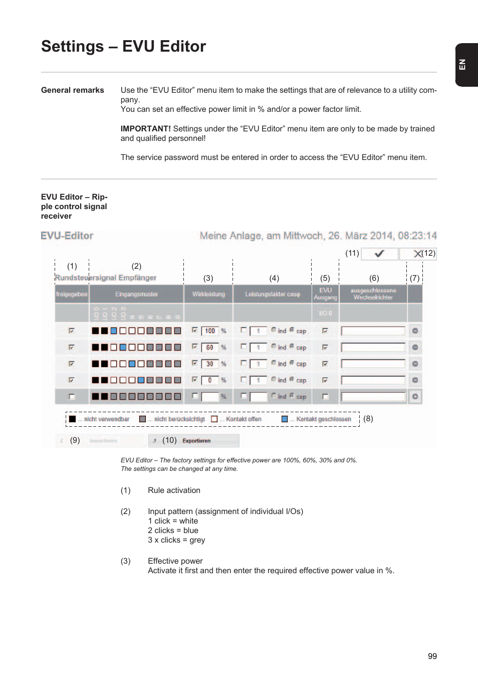 Settings – evu editor | Fronius Energy Package User Manual | Page 101 / 128