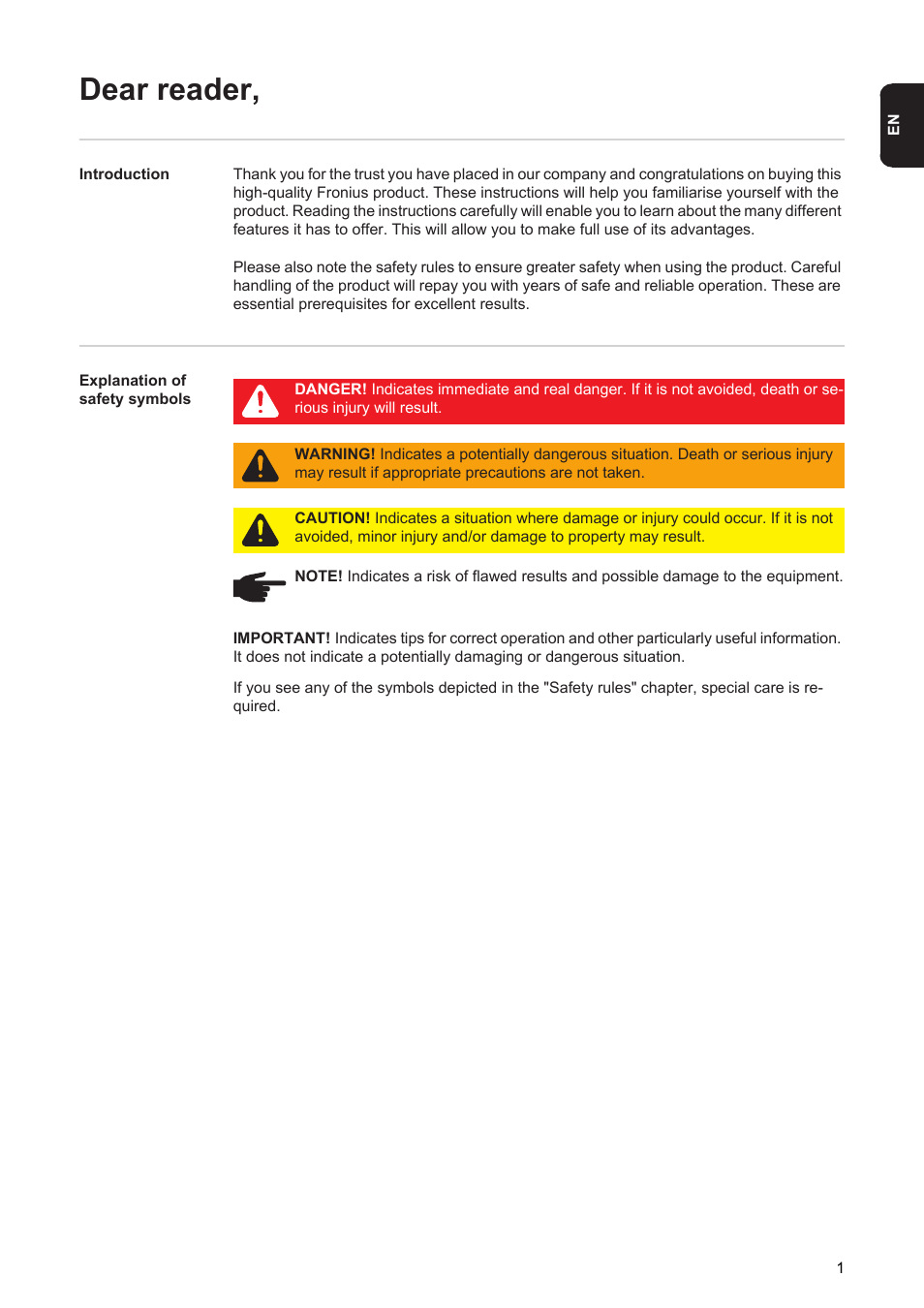 Dear reader | Fronius Energy Package User Manual | Page 3 / 128