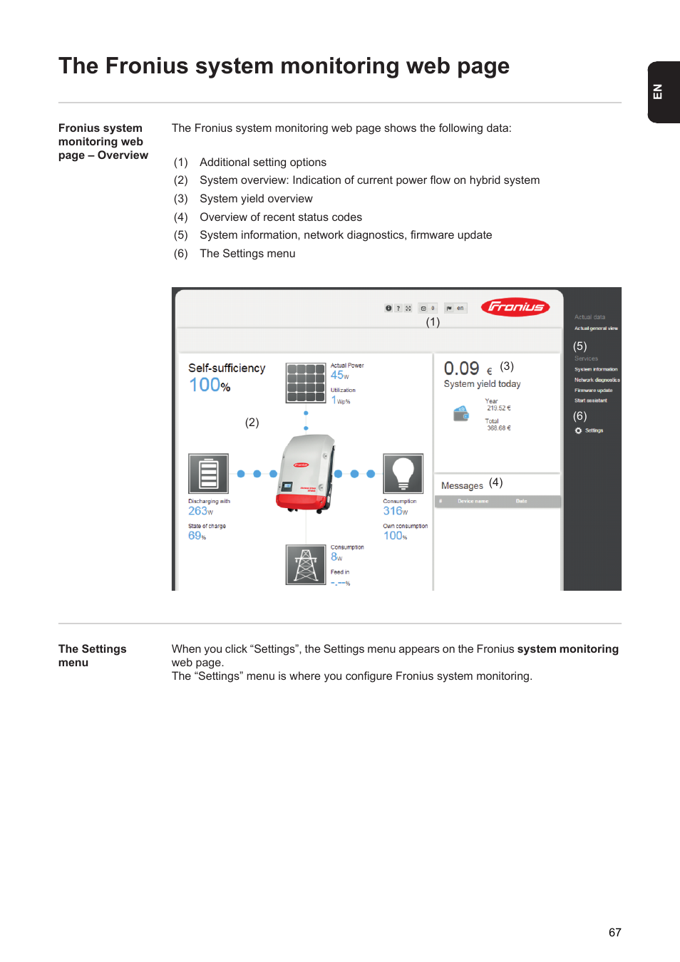 The fronius system monitoring web page | Fronius Energy Package User Manual | Page 69 / 128