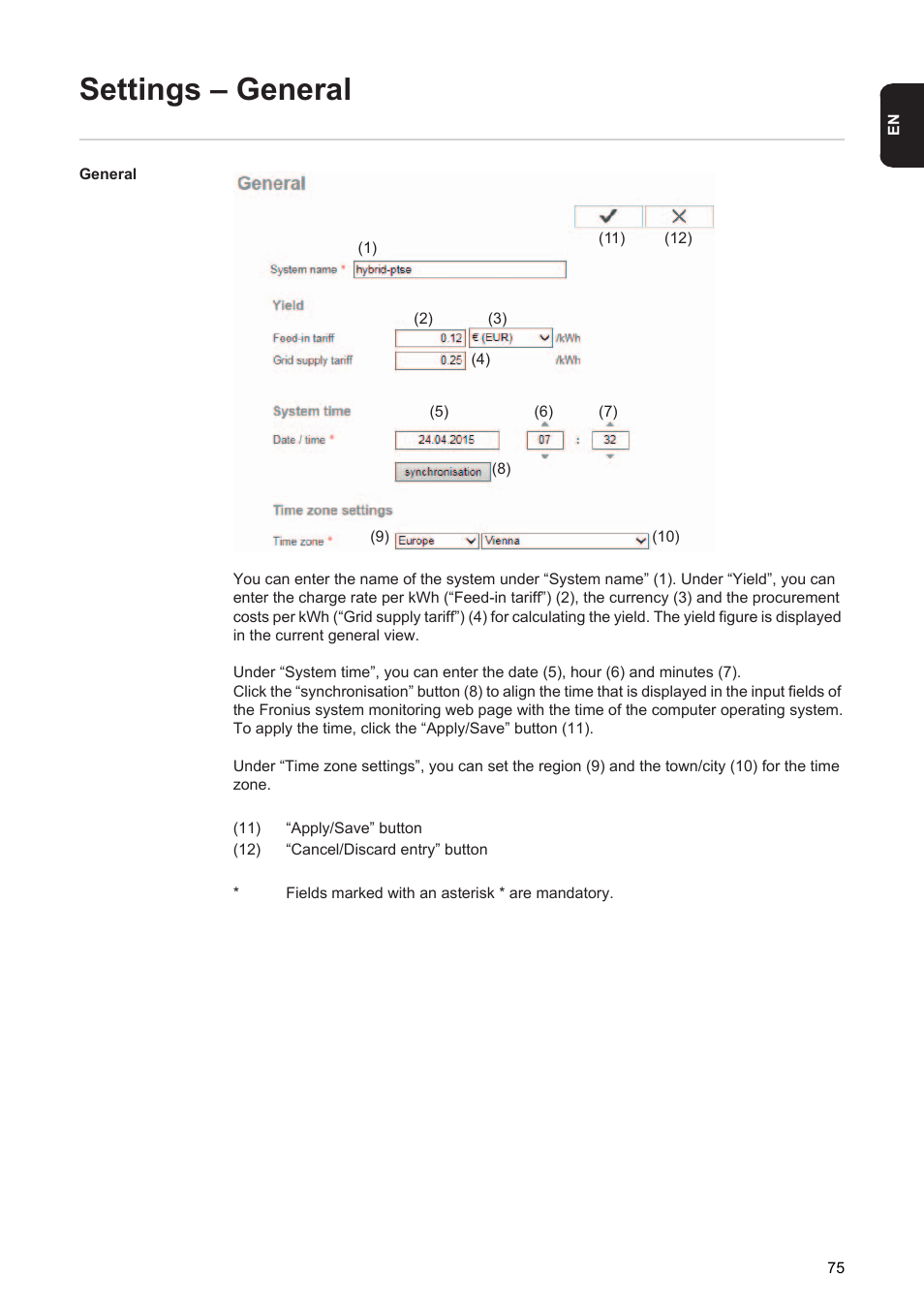 Settings – general | Fronius Energy Package User Manual | Page 77 / 128