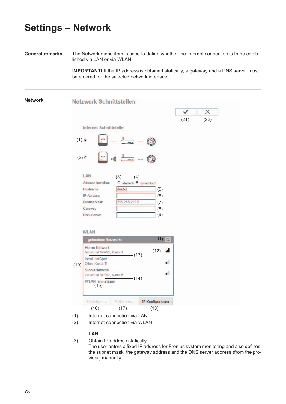 Settings – network | Fronius Energy Package User Manual | Page 80 / 128