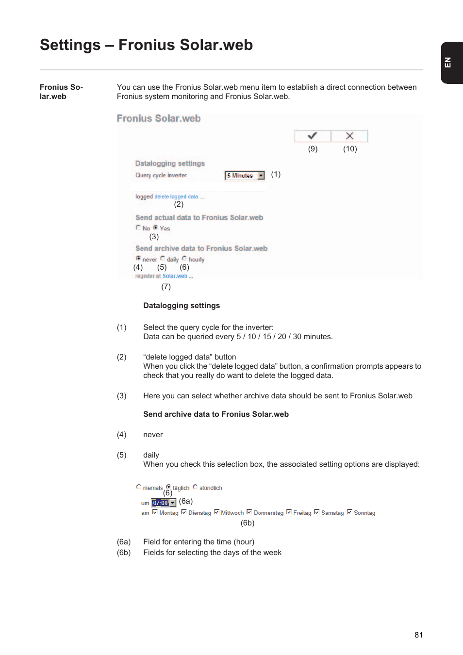 Settings – fronius solar.web | Fronius Energy Package User Manual | Page 83 / 128