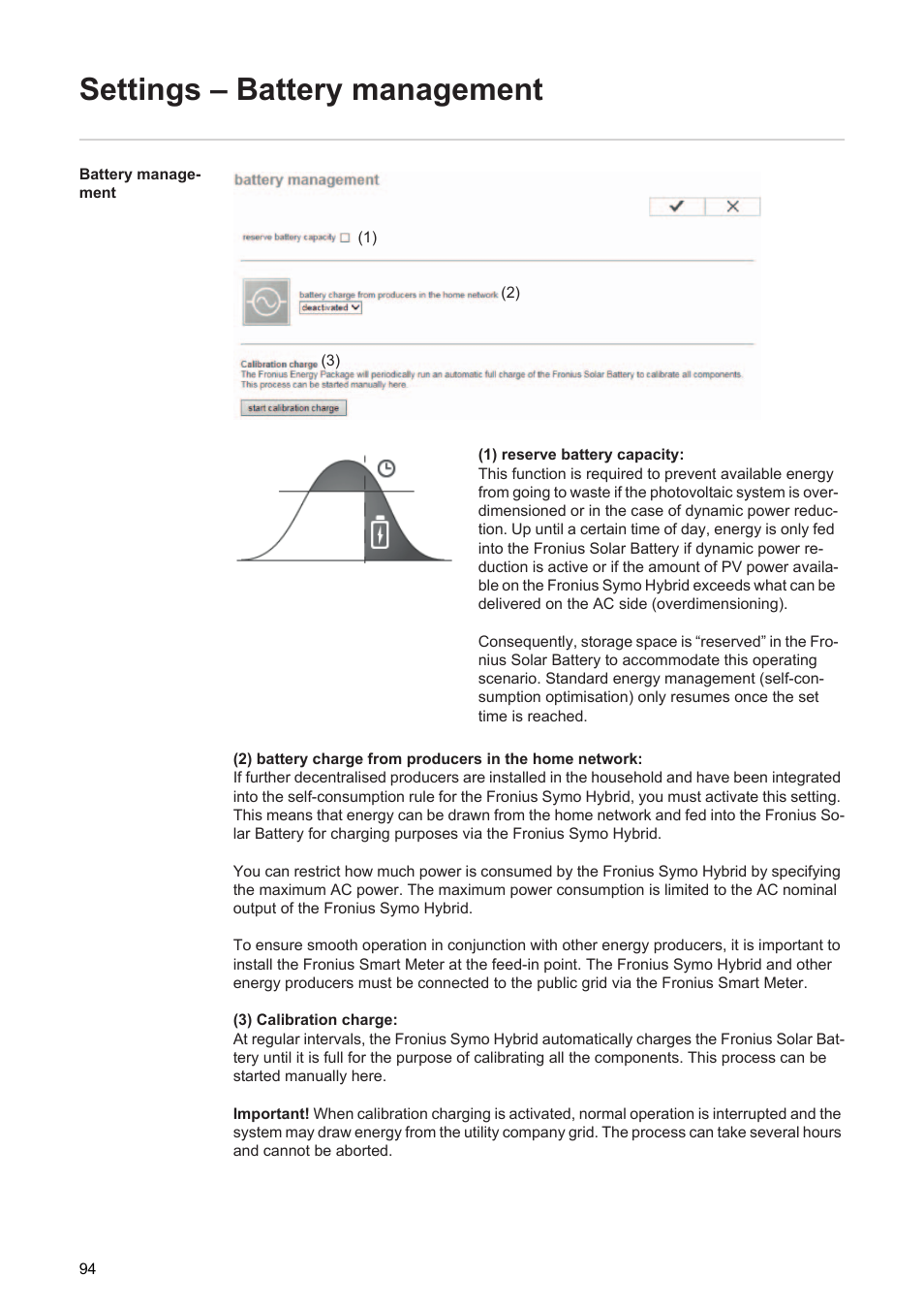 Settings – battery management | Fronius Energy Package User Manual | Page 96 / 128