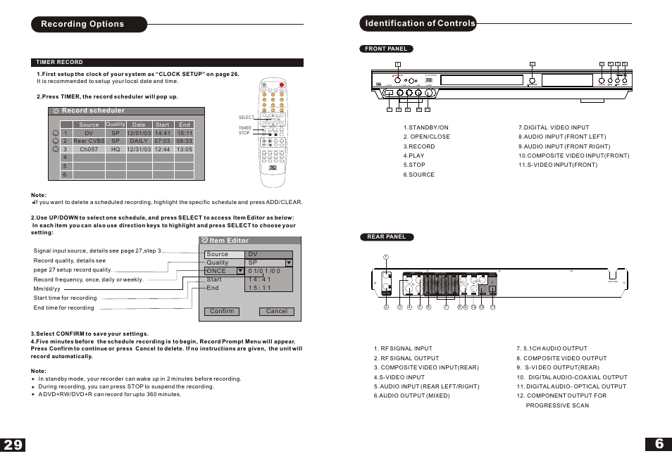 Т³гж 8, Dv input video s-video l---- audio ----r, Dvd + rewritable | Rvideo s-video l | Curtis DVDR5000 User Manual | Page 8 / 19