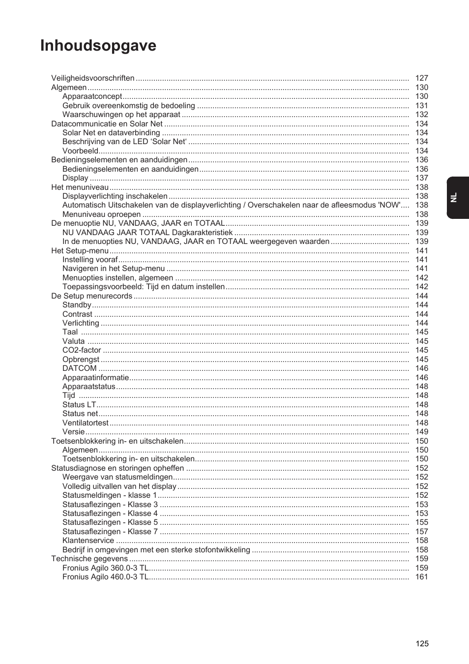 Inhoudsopgave | Fronius Agilo 360.0-3 TL User Manual | Page 127 / 166