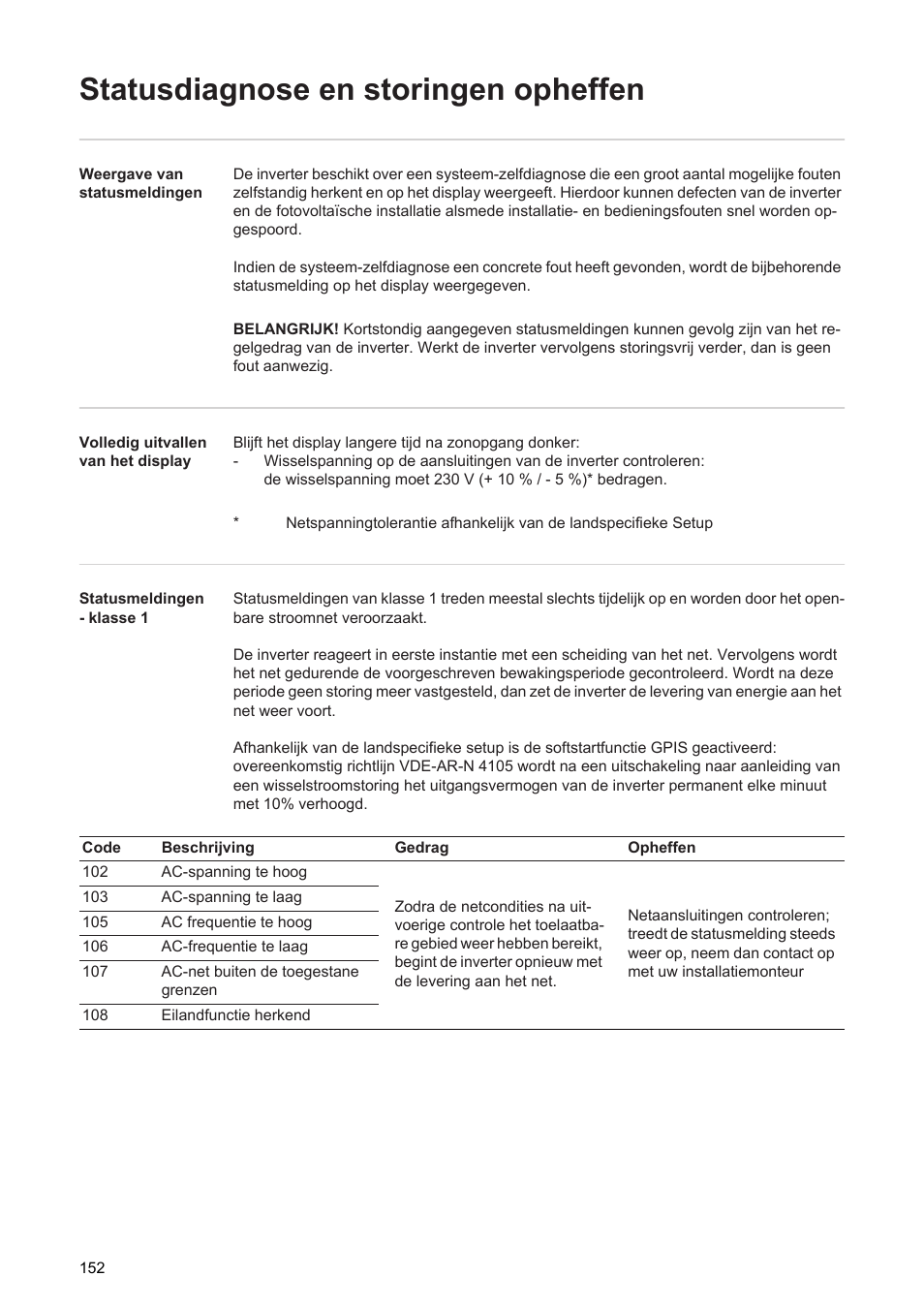 Statusdiagnose en storingen opheffen | Fronius Agilo 360.0-3 TL User Manual | Page 154 / 166