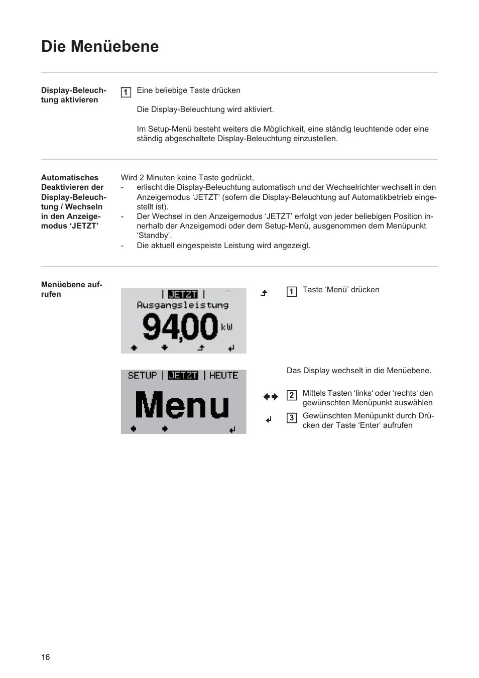 Die menüebene | Fronius Agilo 360.0-3 TL User Manual | Page 18 / 166