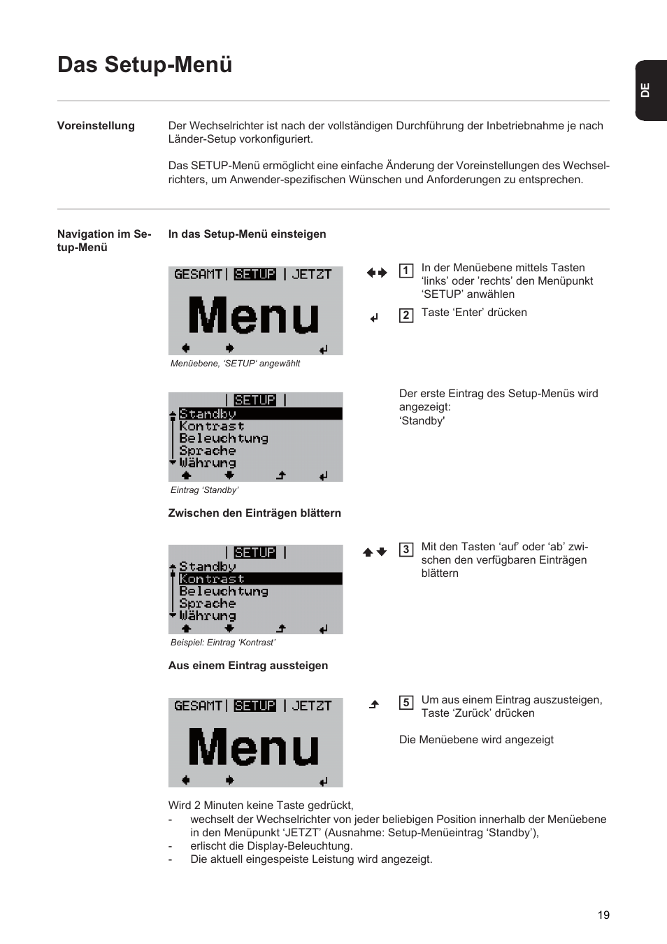 Das setup-menü | Fronius Agilo 360.0-3 TL User Manual | Page 21 / 166