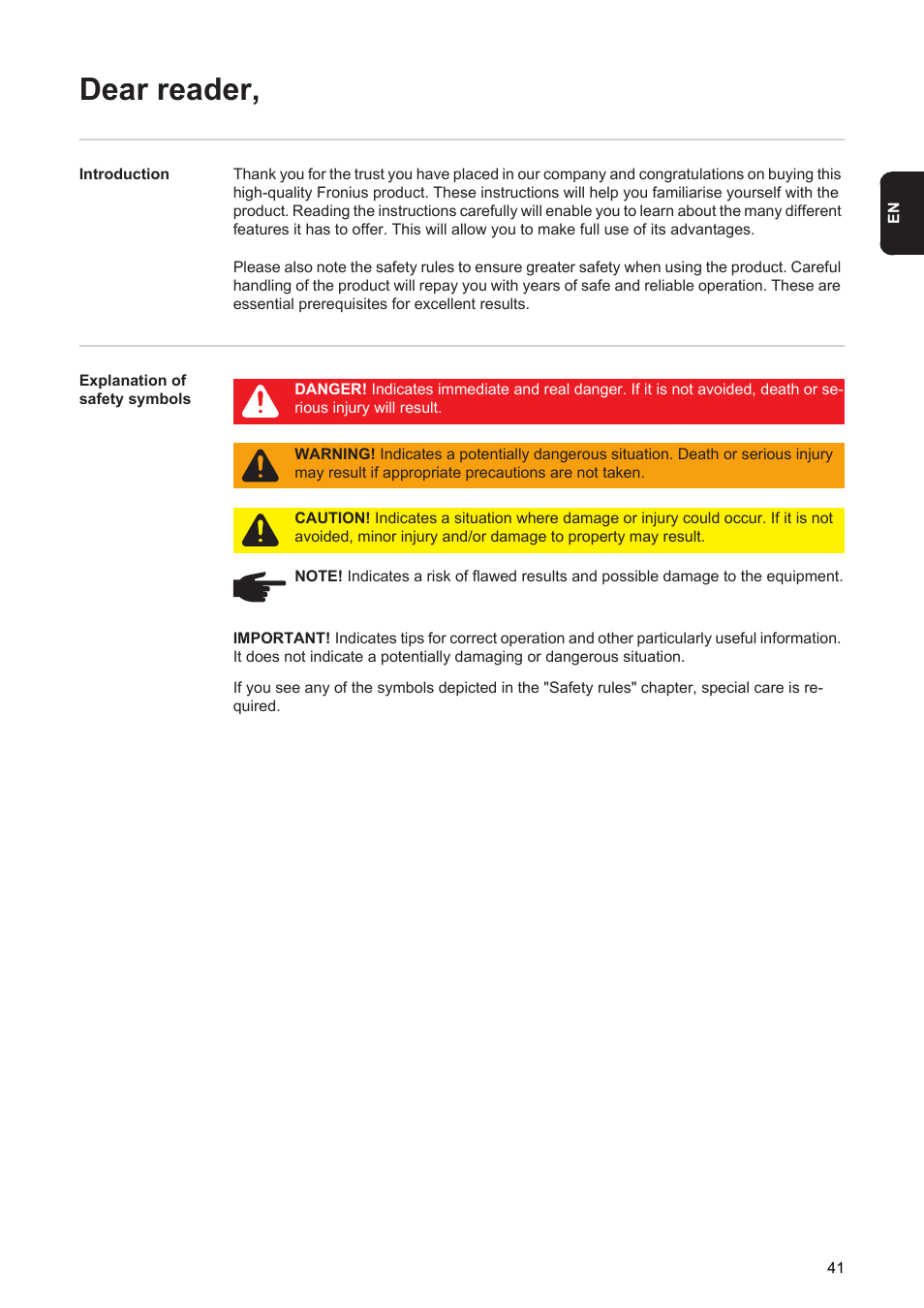 Dear reader | Fronius Agilo 360.0-3 TL User Manual | Page 43 / 166