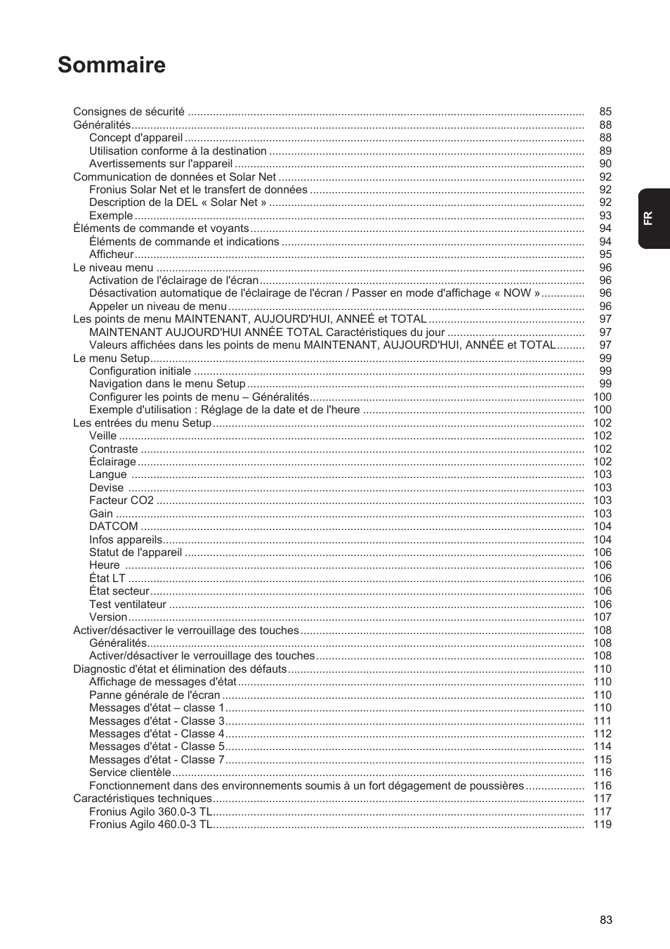 Sommaire | Fronius Agilo 360.0-3 TL User Manual | Page 85 / 166