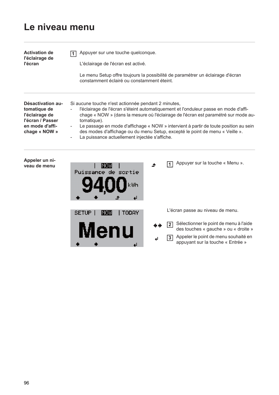 Le niveau menu | Fronius Agilo 360.0-3 TL User Manual | Page 98 / 166