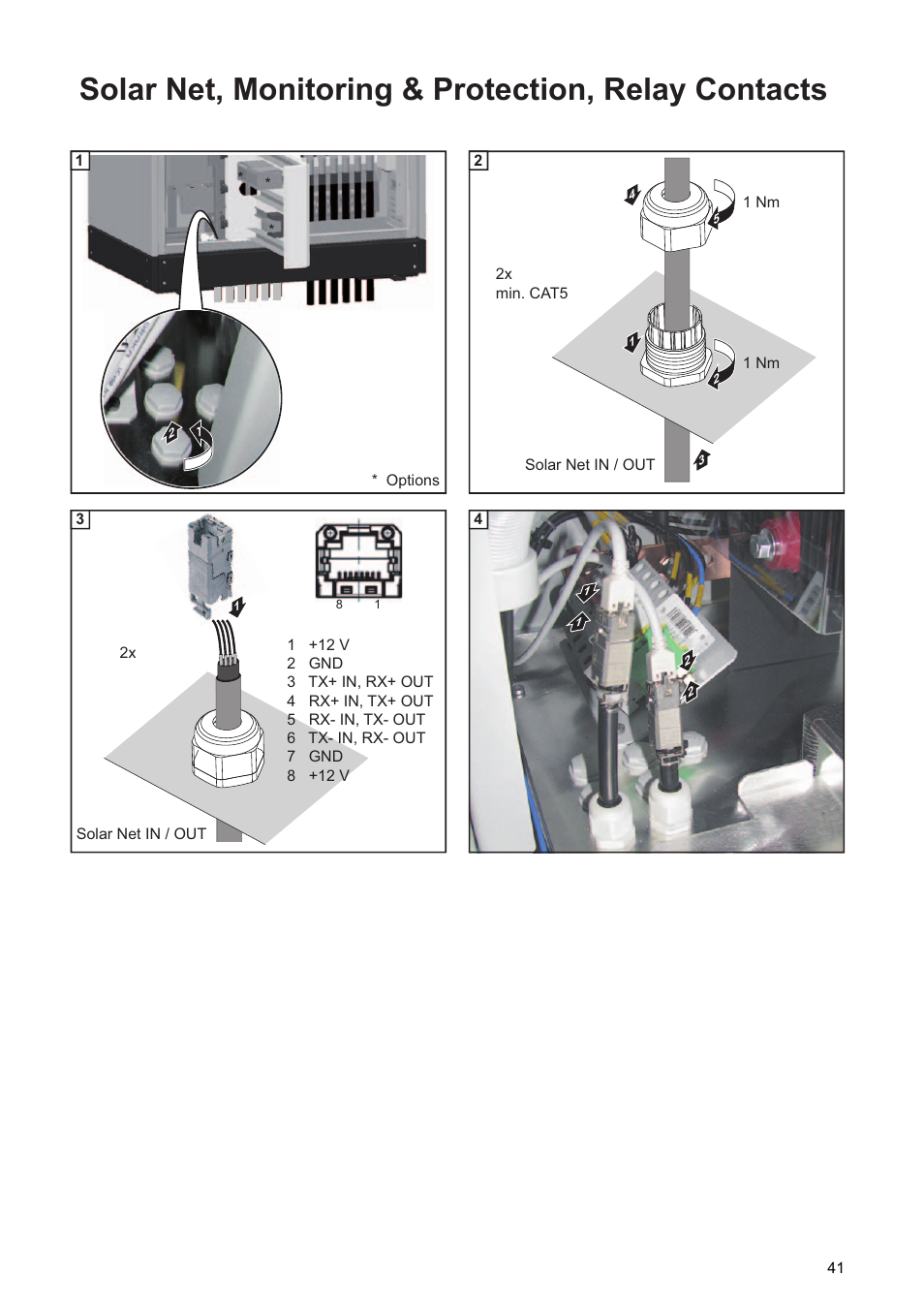 Solar net, monitoring & protection, relay contacts | Fronius Agilo TL Installation User Manual | Page 43 / 52