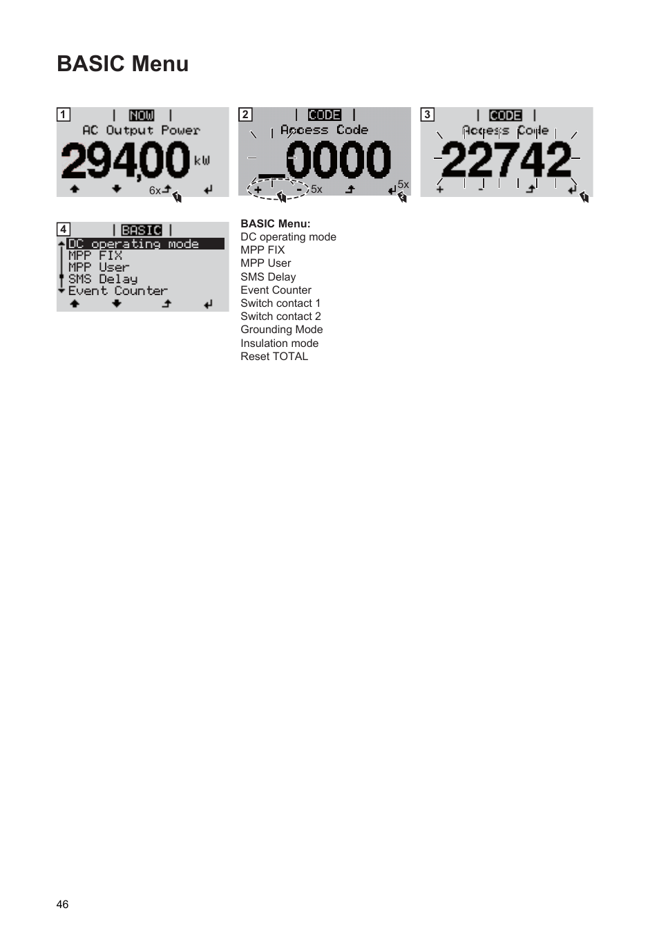 Basic menu | Fronius Agilo TL Installation User Manual | Page 48 / 52