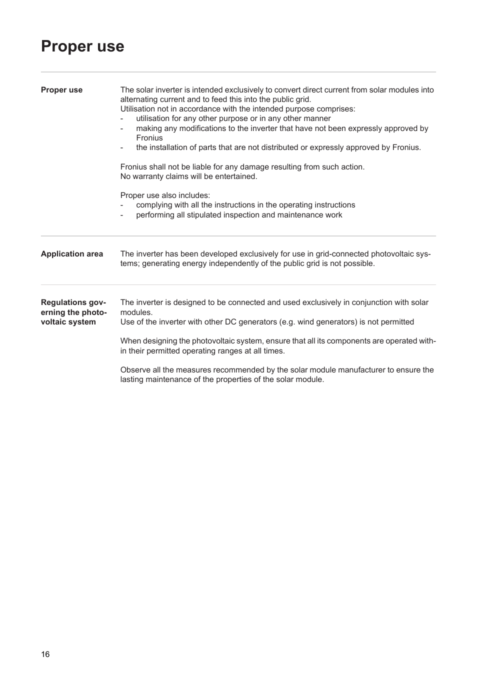 Proper use | Fronius Agilo 75.0 User Manual | Page 18 / 118