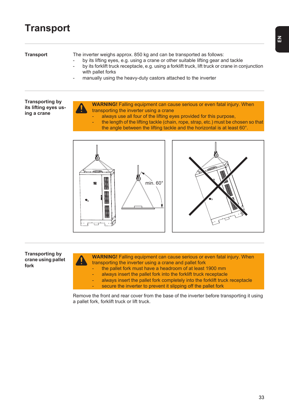 Transport | Fronius Agilo 75.0 User Manual | Page 35 / 118