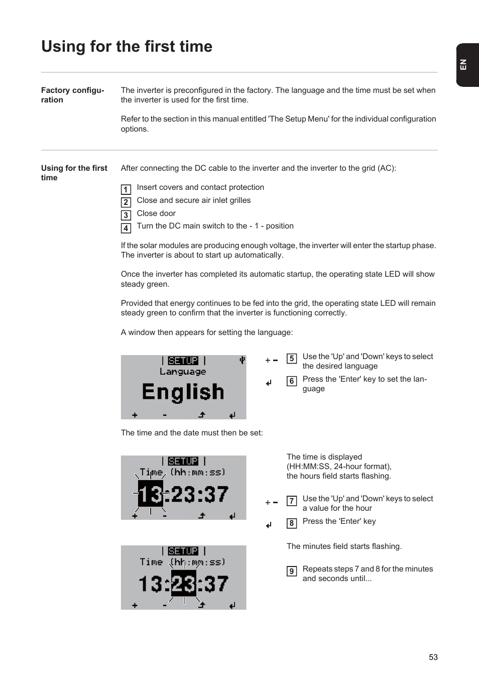 Using for the first time | Fronius Agilo 75.0 User Manual | Page 55 / 118