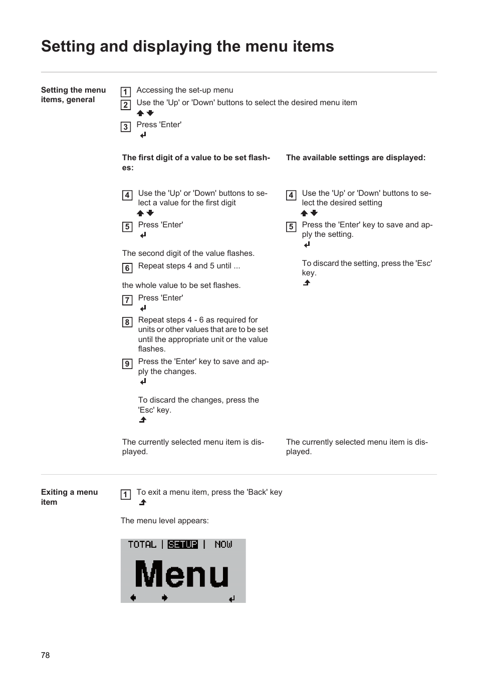 Setting and displaying the menu items | Fronius Agilo 75.0 User Manual | Page 80 / 118