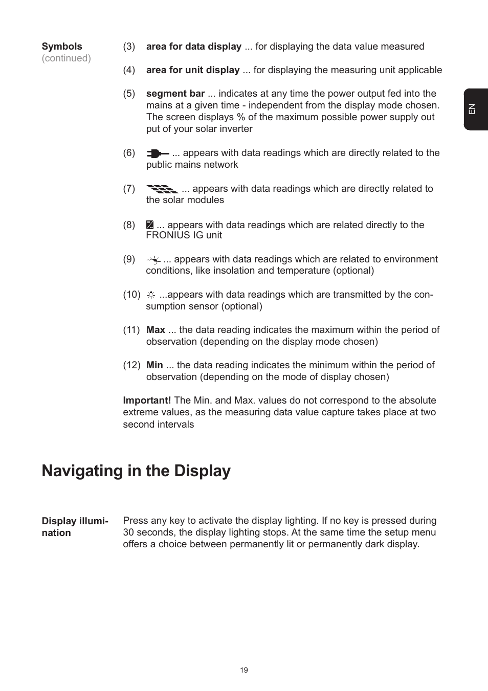 Navigating in the display | Fronius IG 15 User Manual | Page 27 / 92