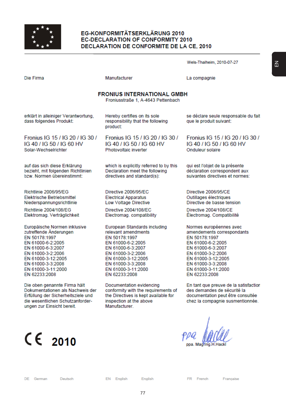 Fronius IG 15 User Manual | Page 85 / 92