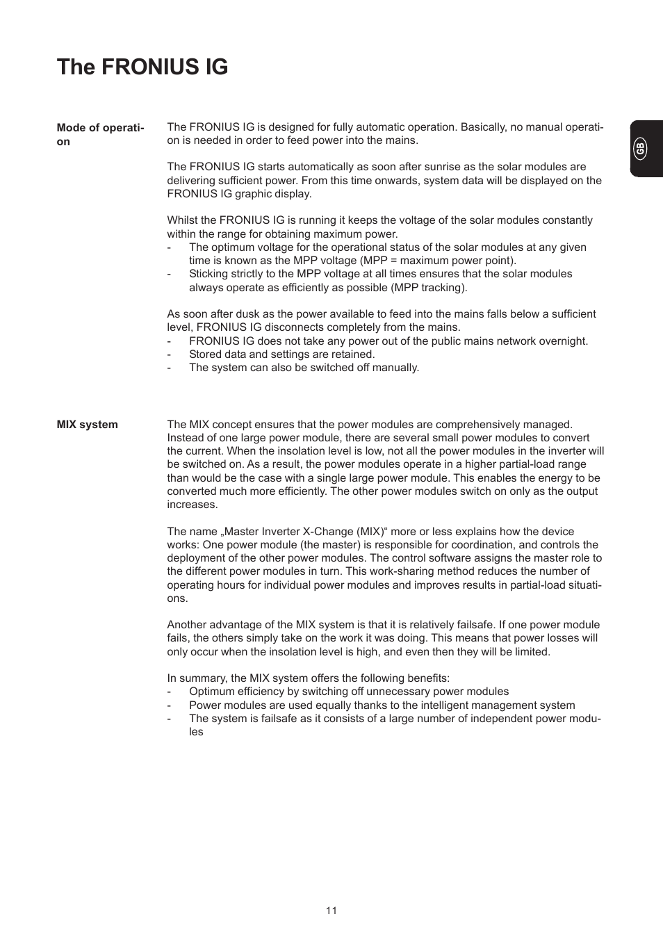 The fronius ig | Fronius IG 300 User Manual | Page 19 / 80