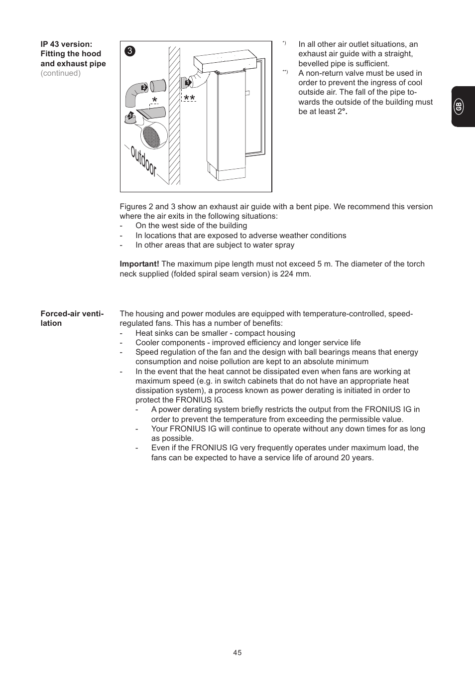 Outdoor | Fronius IG 300 User Manual | Page 53 / 80