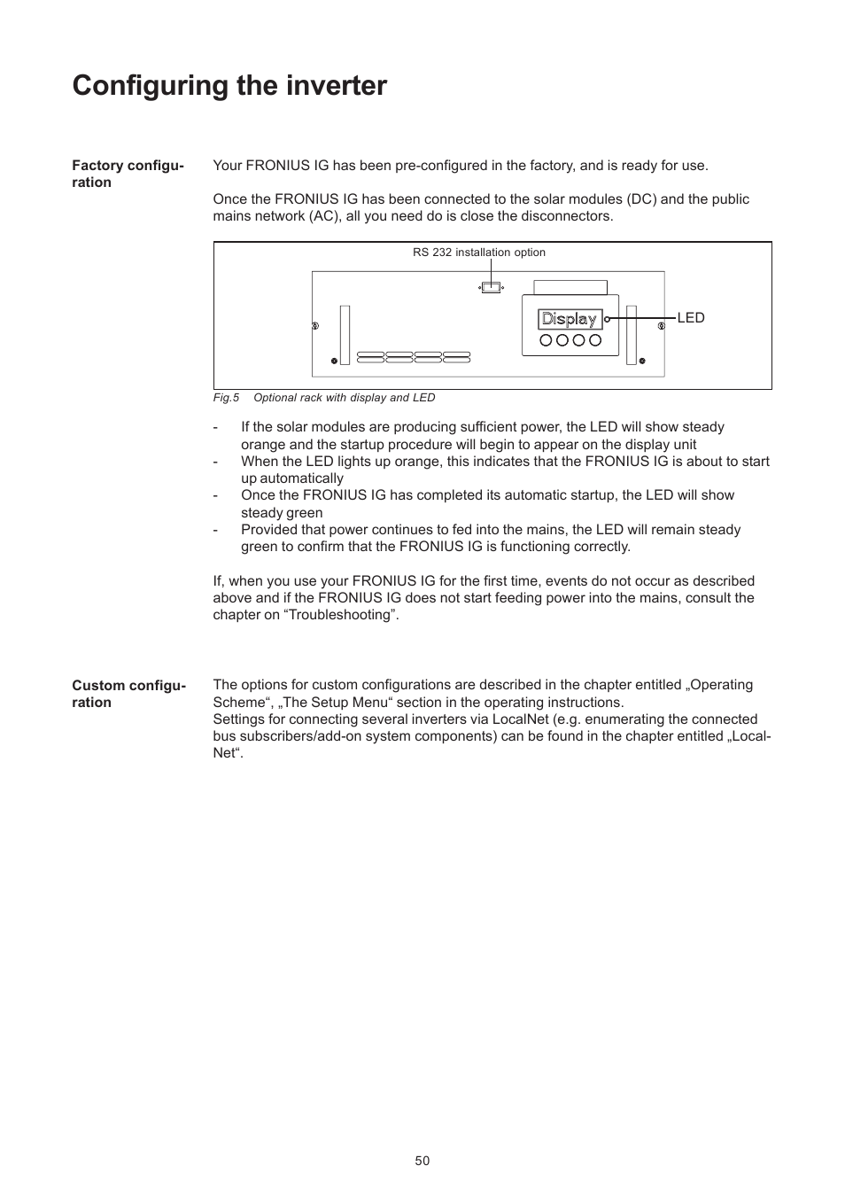 Configuring the inverter | Fronius IG 300 User Manual | Page 58 / 80