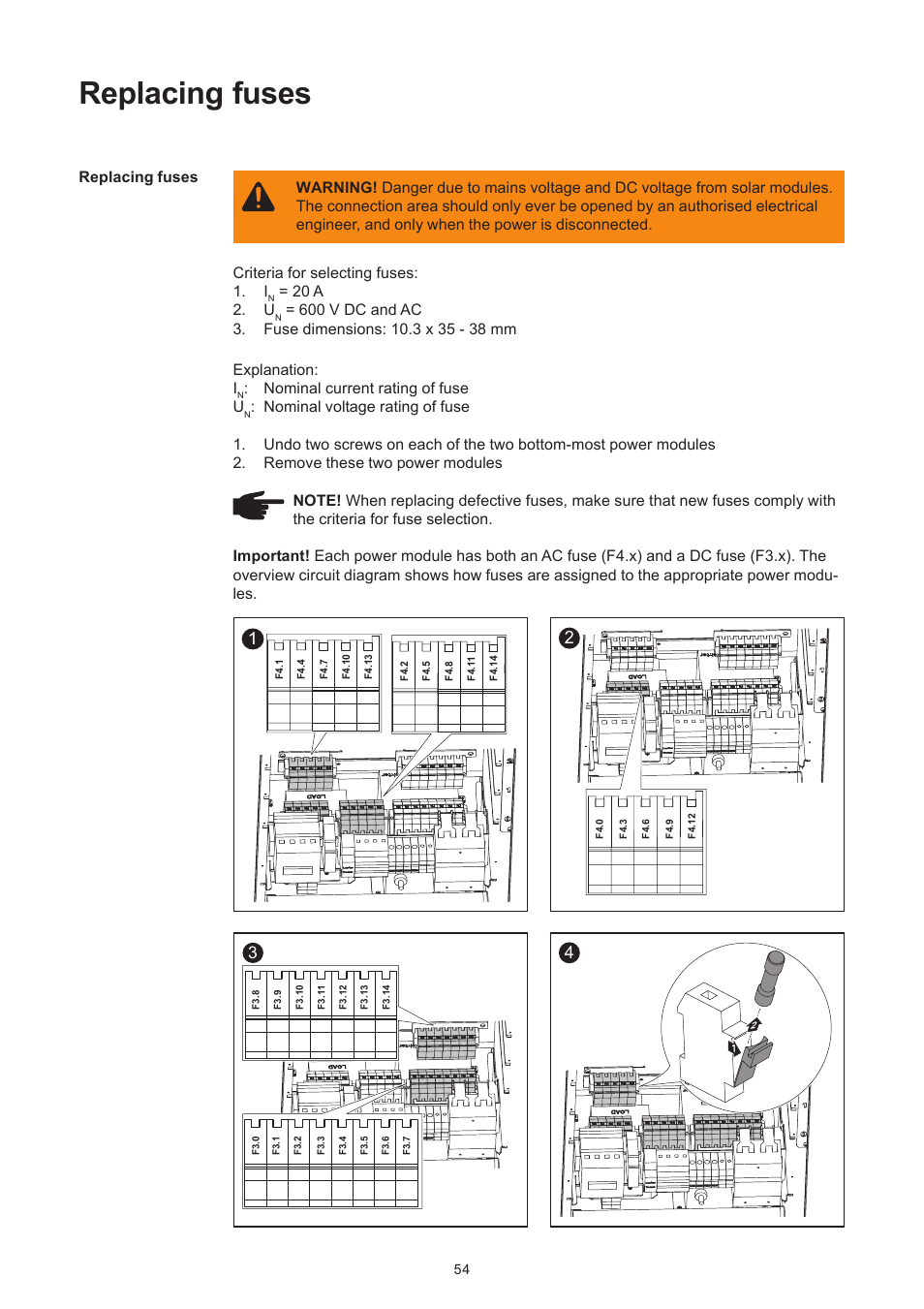 Replacing fuses | Fronius IG 300 User Manual | Page 62 / 80