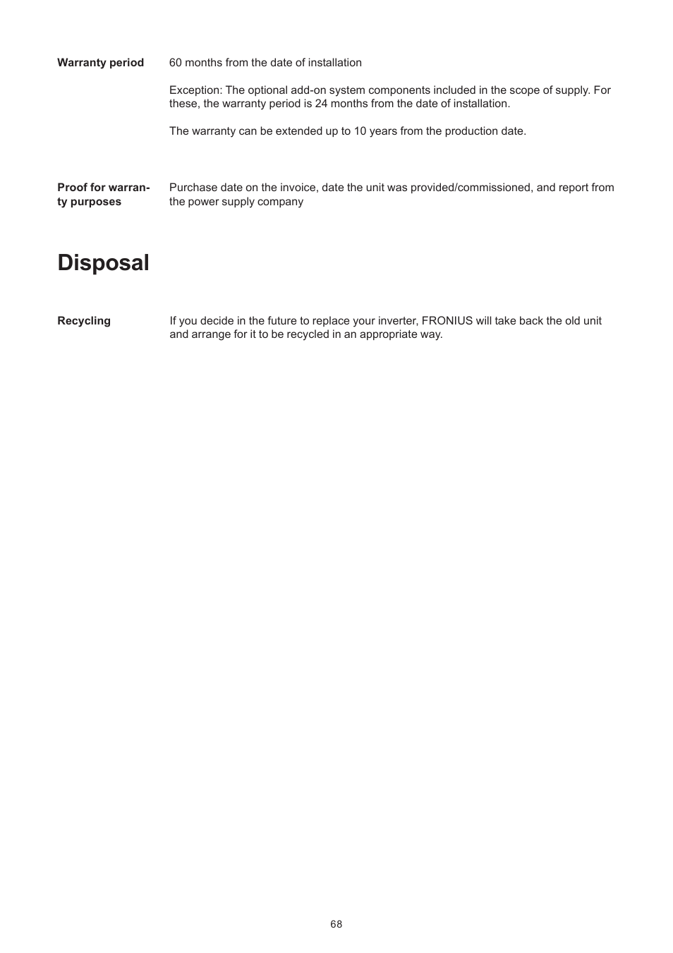 Disposal | Fronius IG 300 User Manual | Page 76 / 80