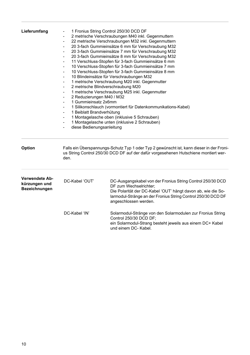 Fronius String Control 250/30 DCD DF User Manual | Page 12 / 132