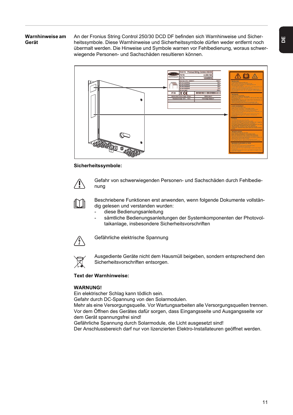 Fronius String Control 250/30 DCD DF User Manual | Page 13 / 132