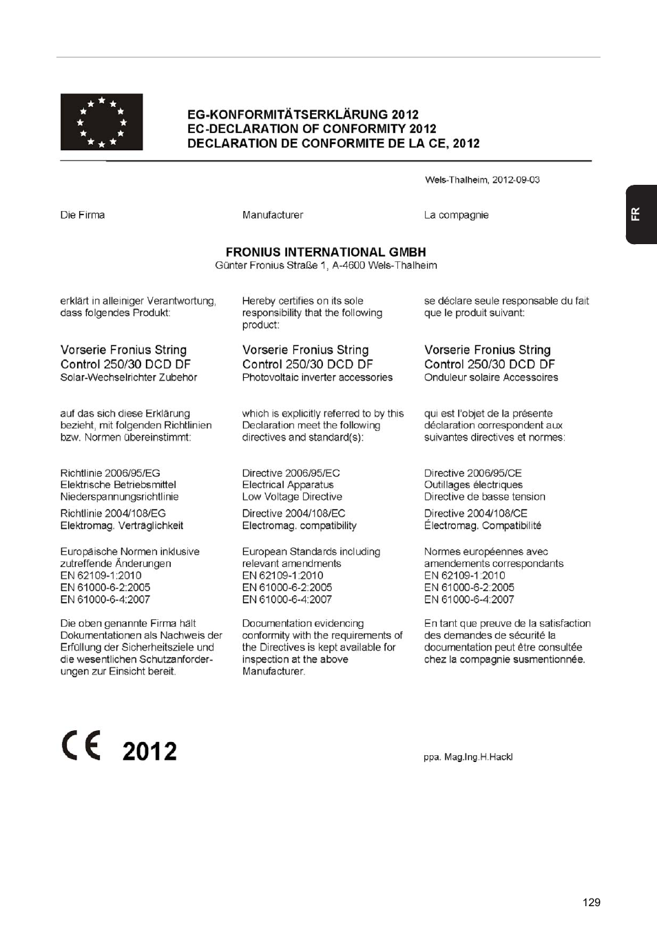 Fronius String Control 250/30 DCD DF User Manual | Page 131 / 132