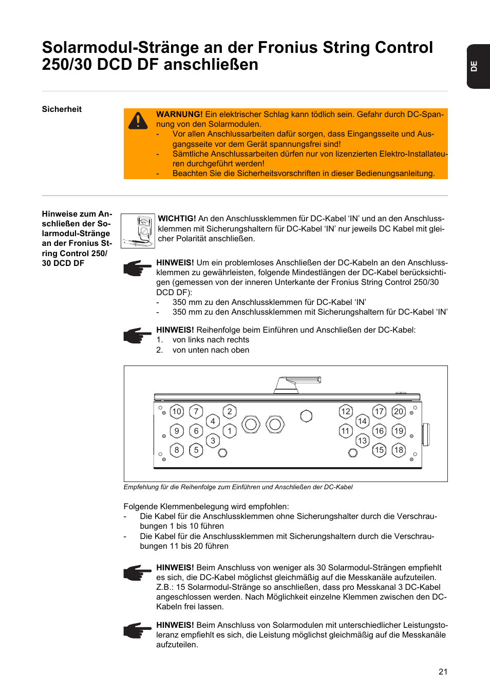 Fronius String Control 250/30 DCD DF User Manual | Page 23 / 132