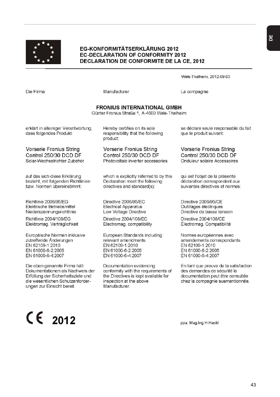 Fronius String Control 250/30 DCD DF User Manual | Page 45 / 132