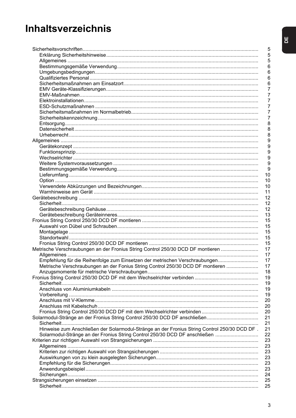 Fronius String Control 250/30 DCD DF User Manual | Page 5 / 132