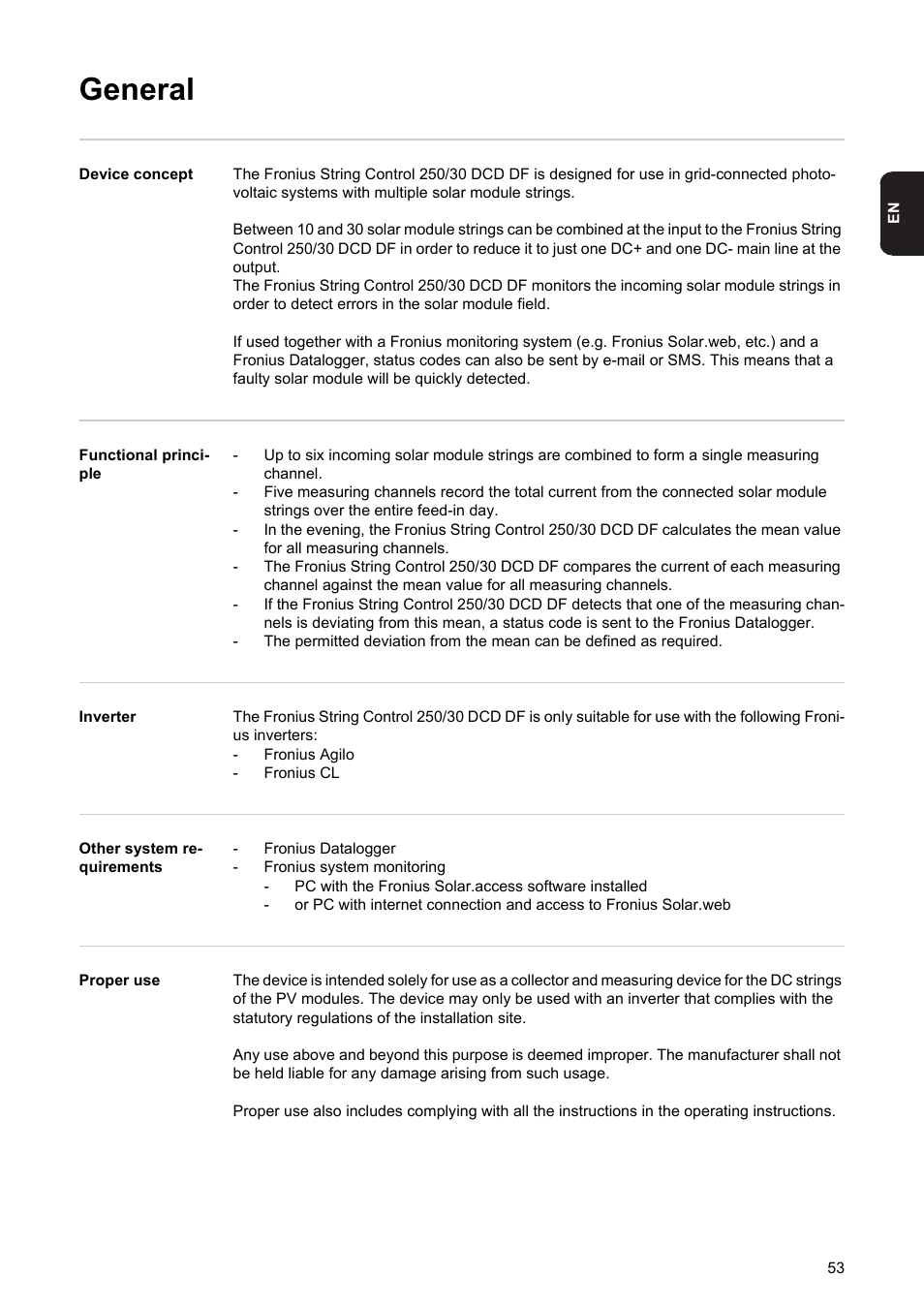 General | Fronius String Control 250/30 DCD DF User Manual | Page 55 / 132