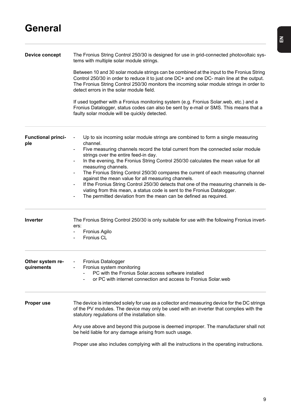 General | Fronius String Control 250/30 User Manual | Page 11 / 46