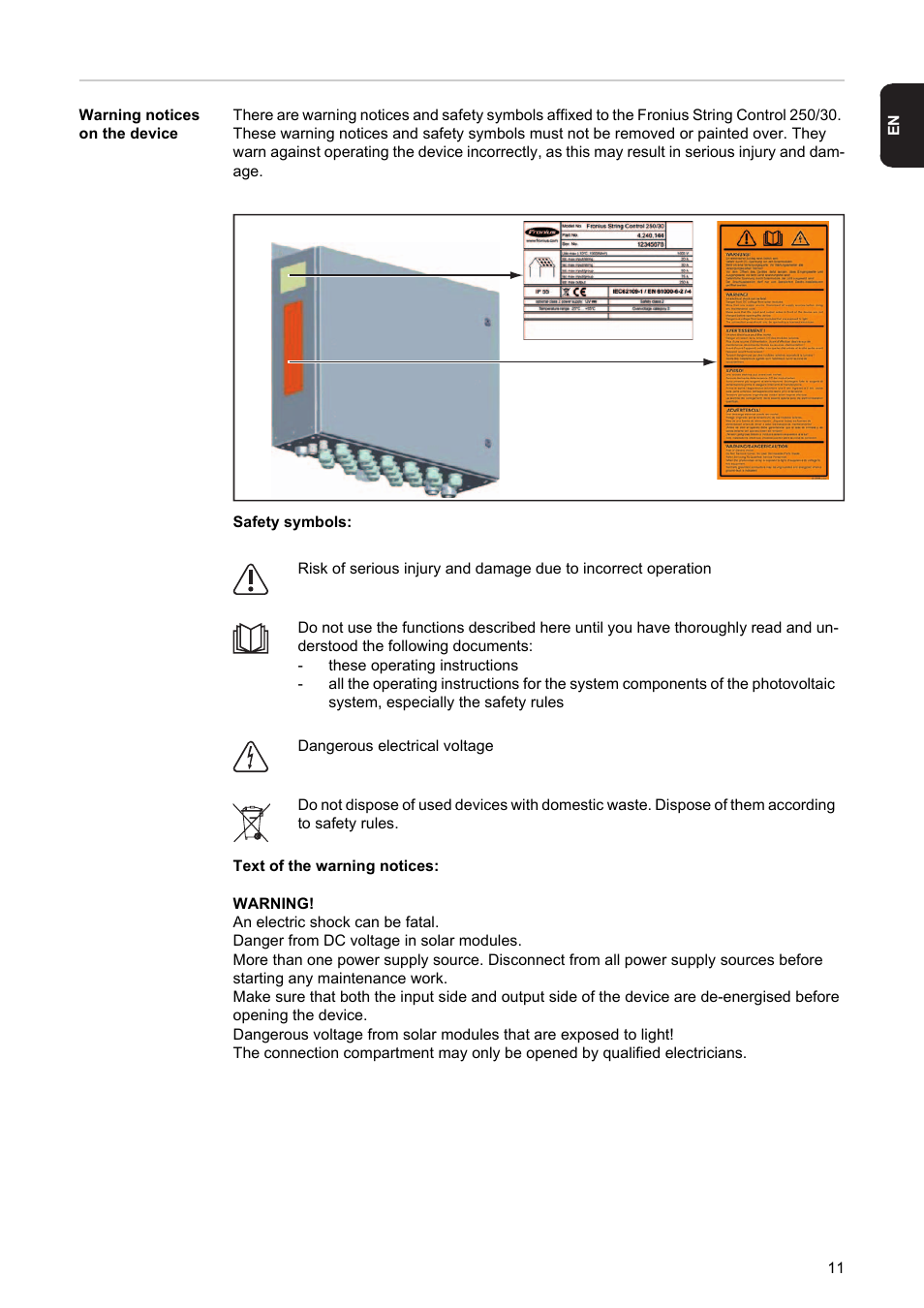 Fronius String Control 250/30 User Manual | Page 13 / 46