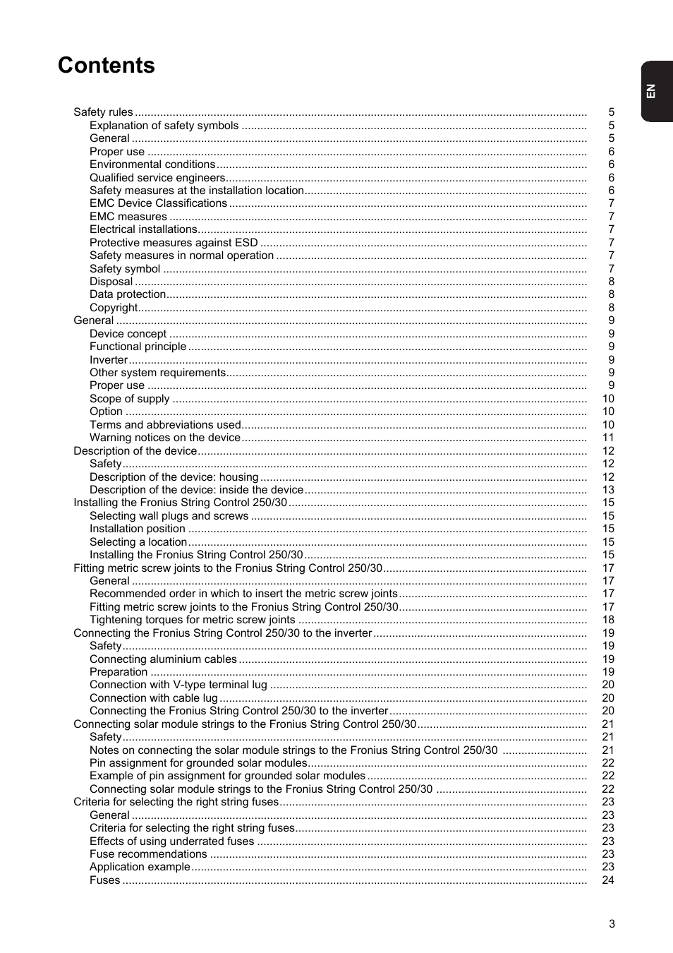 Fronius String Control 250/30 User Manual | Page 5 / 46