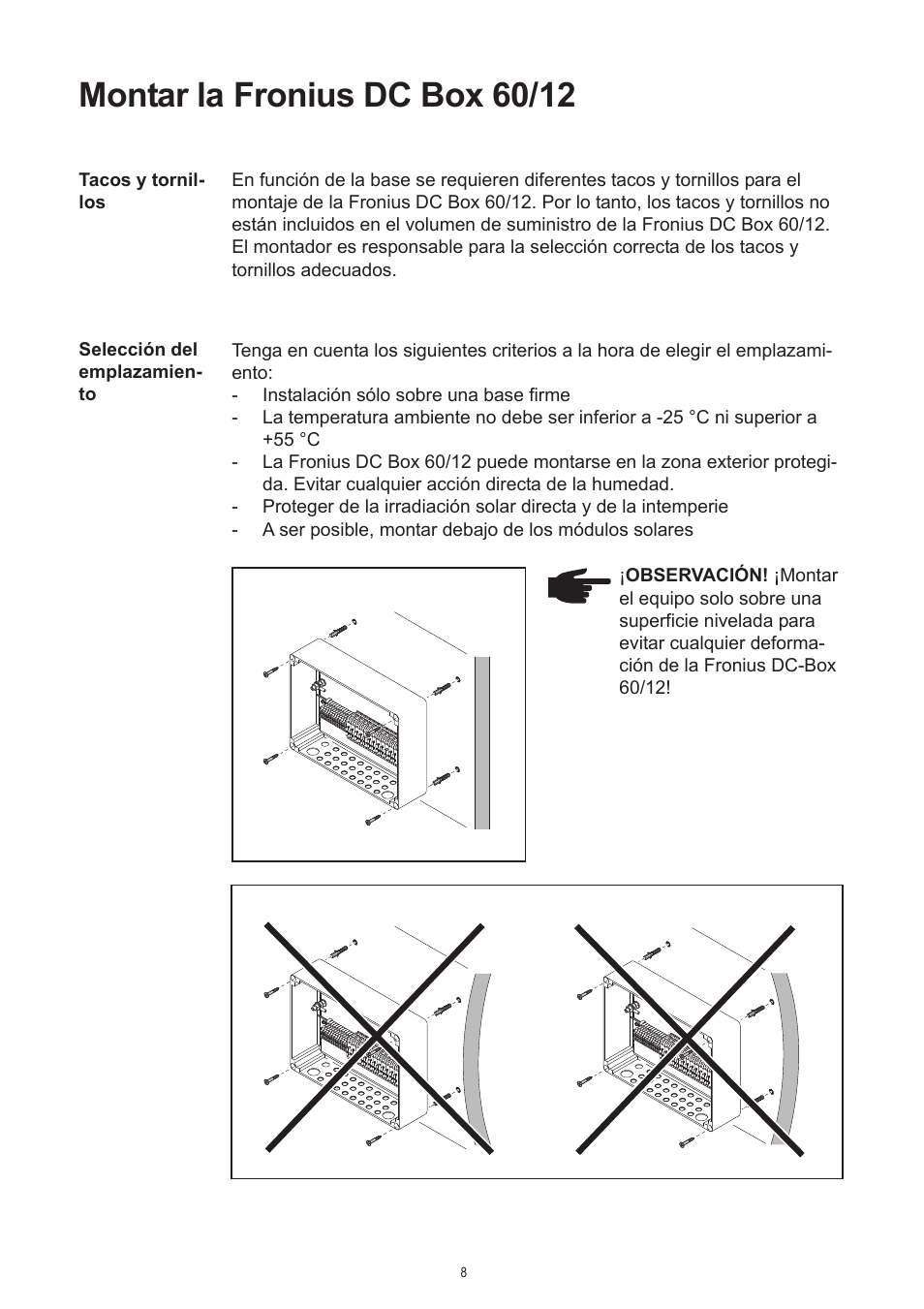 Montar la fronius dc box 60/12 | Fronius DC Box 60/12 User Manual | Page 100 / 135