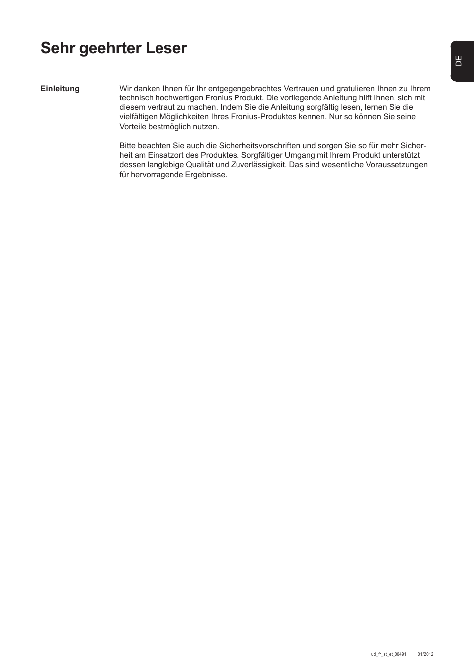 Sehr geehrter leser | Fronius DC Box 60/12 User Manual | Page 3 / 135