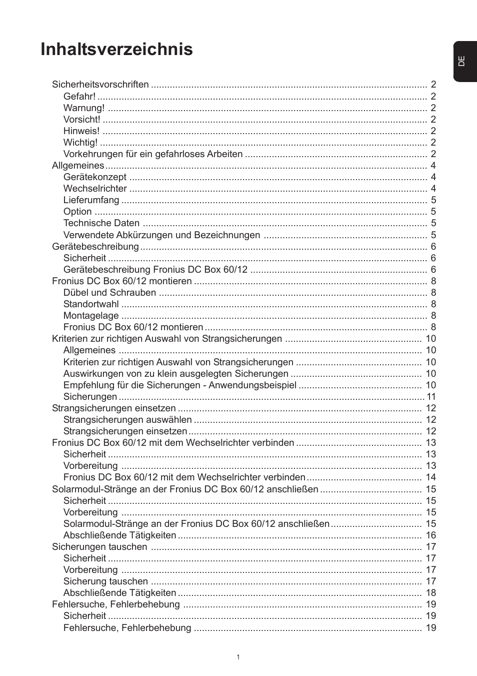 Fronius DC Box 60/12 User Manual | Page 5 / 135