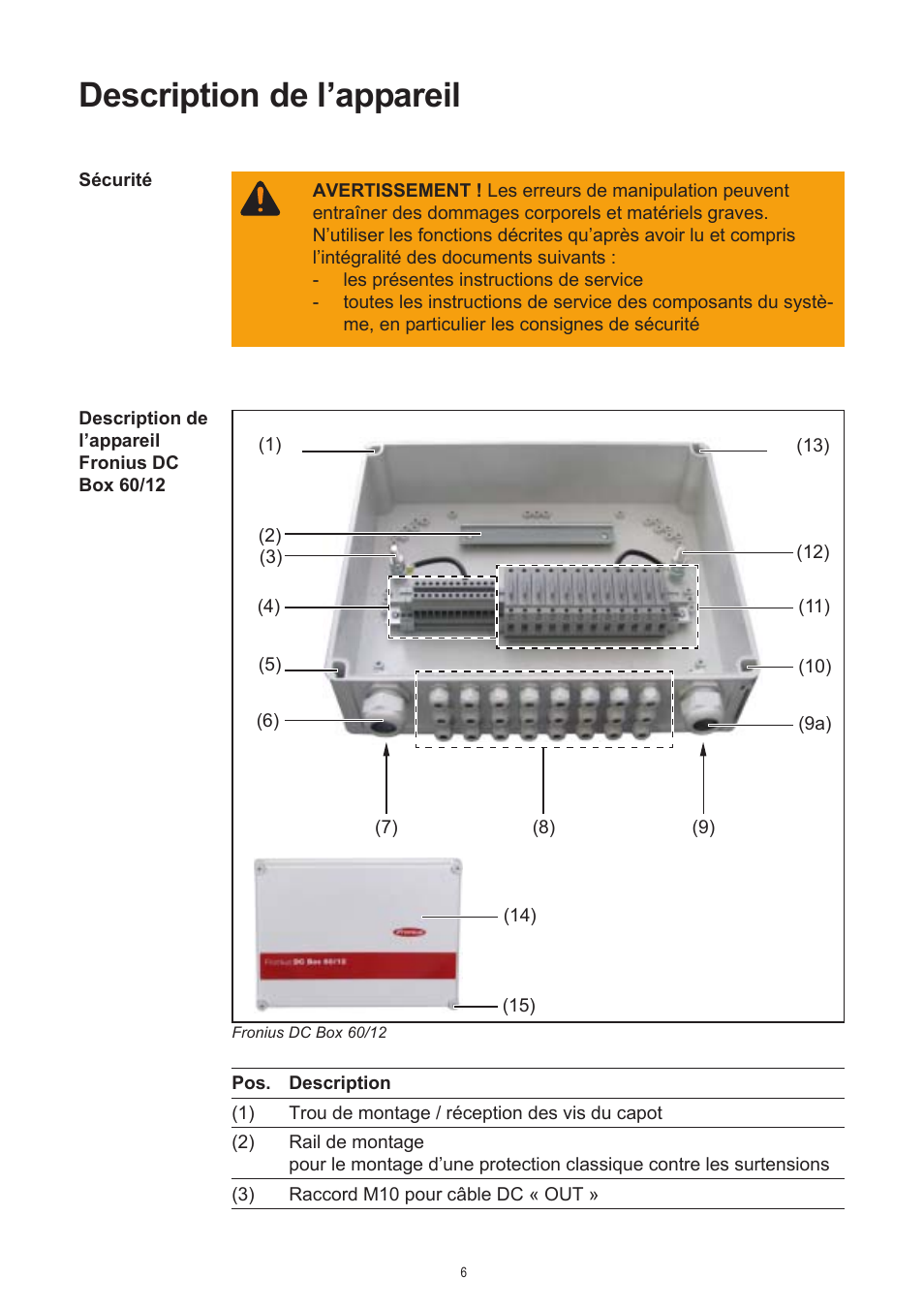 Description de l’appareil | Fronius DC Box 60/12 User Manual | Page 54 / 135