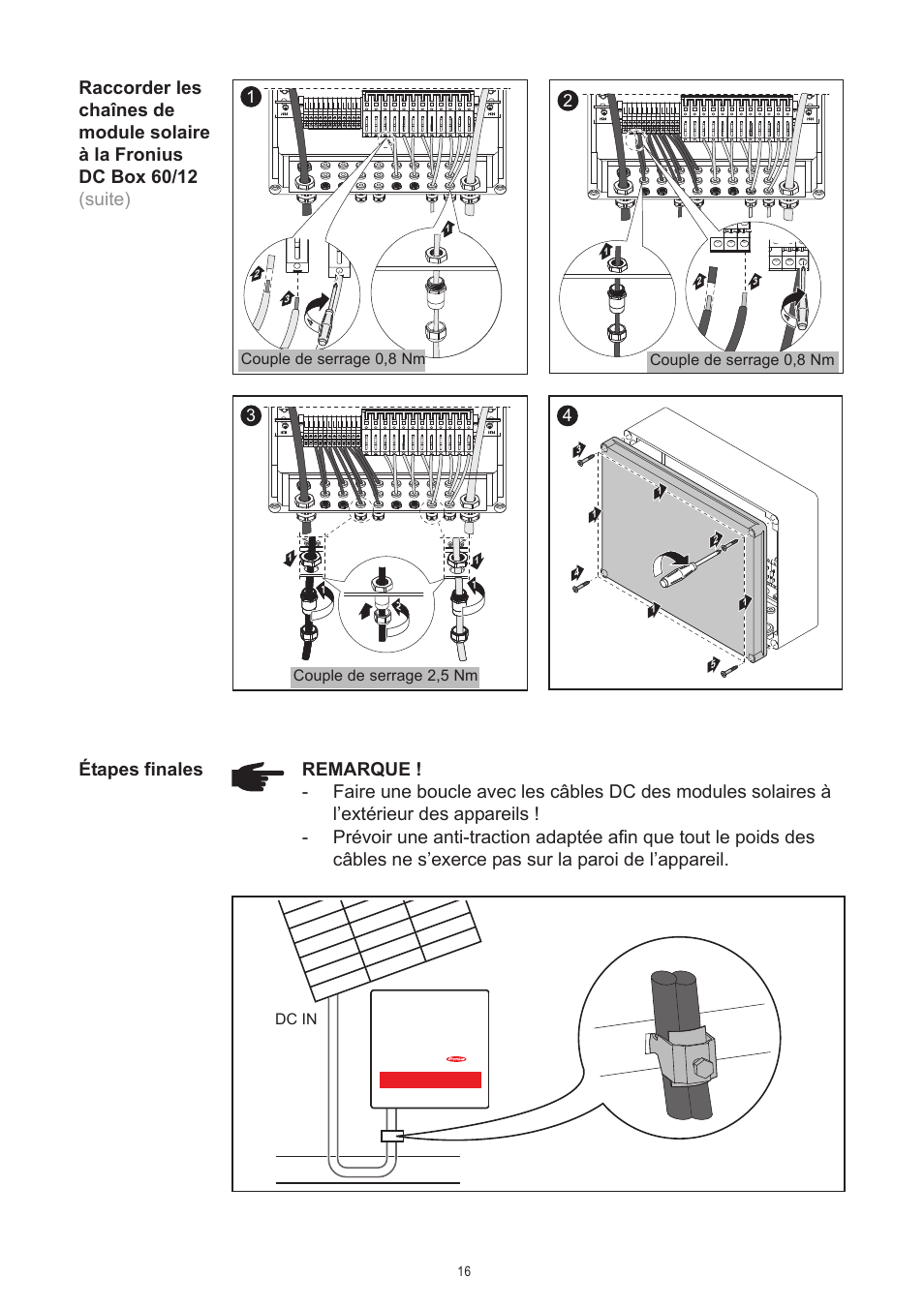 Étapes finales | Fronius DC Box 60/12 User Manual | Page 64 / 135
