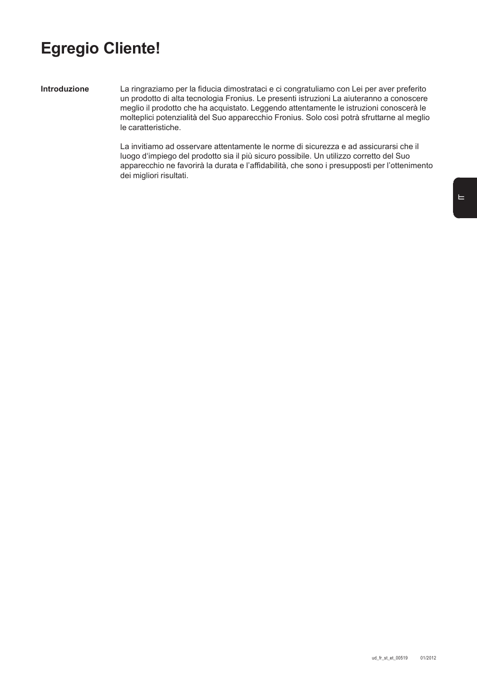 Egregio cliente | Fronius DC Box 60/12 User Manual | Page 69 / 135